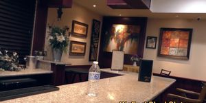 Ebony babe gets bukkake - video 1