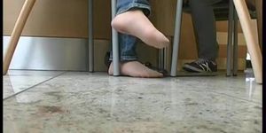 candid nylon feet toeclamp in café