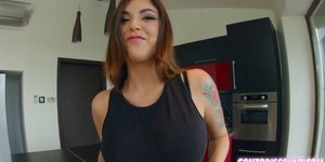 Inked babe licks a hard dick (Amelia Lyn)