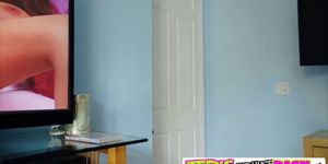 Petite brunette teen Kiley Jay moans while her stepdad bangs her