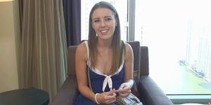 Auditioning babe fucked after sucking dick
