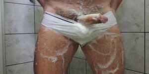 Daddy Hairy Bear on Shower Tease until Cumming