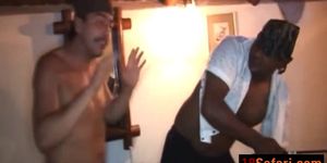 African babe is spanked into having rough threesome sex