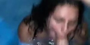 Slut sucks cock in hot tub part two