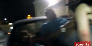 white chic first time bbc on hood of car and BBW owns bbc - video 1