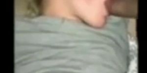 Blonde girl wakes up with a dick in her mouth