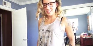 Sexy ass blonde teen banging big cock bf (James Deen, Sophia Grace)