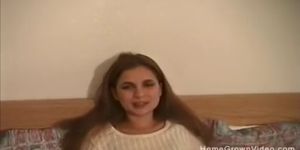 Amateur brunette slut creampied by two cocks at once