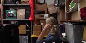 Tiny blonde teen thief gets cumshot