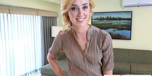 Teen property manager sedcues and fucks her contractor (Haley Reed)