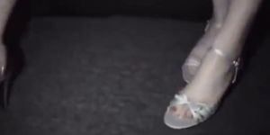drunk girls foot worship in club