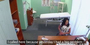 Brunette patient rides her doctor