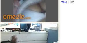 girl flashes boobs and watches cock cum
