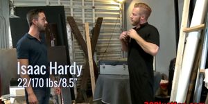 Cock gobbling hunk jizzed