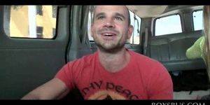 Horny stud tricked into gay oral sex in the bus
