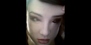 Help pull on female mask May naked with silicone tits Pt1