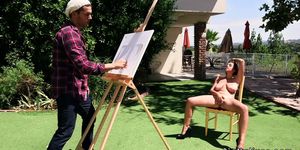 Model with huge naturals fucks artist outdoor (Ella Knox, Ramon Nomar)