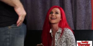 Milf femdom helps her sub to jerk off