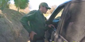 Caught teen sucks officer