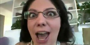 Classy milf fills mouth with cock and loves it