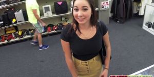 Pretty horny brunette teen gets fucked by the shop owner