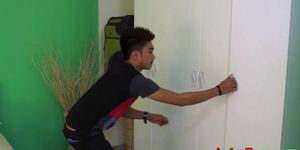 ASIA BOY - Asian twink caught stealing pays with bareback anal