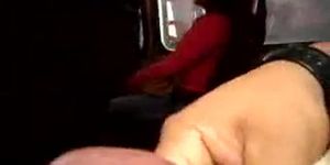 Dickflash on bus for girl with glasses