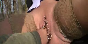 SICFLICS - Fisting her monster pierced pussy outdoors