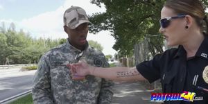 Sexy cop enjoys riding long dong