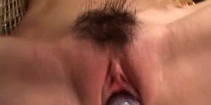 JAVHQ - Japanese babe playing with a big dildo uncensored