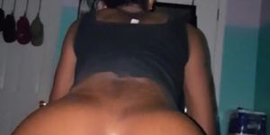 Ebony teen reverse cowgirl