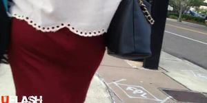 cum on girl in maroon dress
