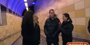 Three German babes with hot bodies share a rough cock
