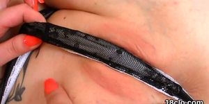 Elegant nympho is stretching narrow slit in close up and coming