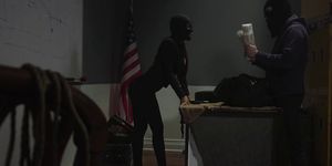 Thief spanks busty partner in bondage (Gia Milana, Tommy Pistol)