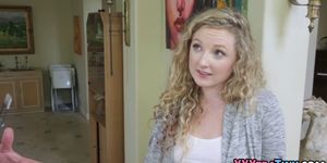Tiny blonde gets facial - video 2