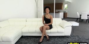 Ebony babe Mia Austin riding big white schlong