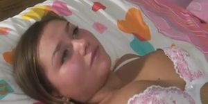 Stunning Teen girl rubs herself.