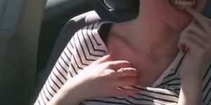 shy girl car flash