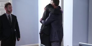 BIG DICKS AT SCHOOL - Officesex hunks threeway fun after interview