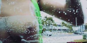 Tight teen BFFs take care of cars and big cocks too - video 2