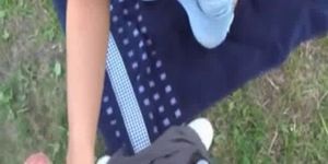 Teen has anal sex outdoors and gets jizzed on back