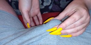 My Yellow Long Nails Lead To Premature Cumshot In Tight Underwear
