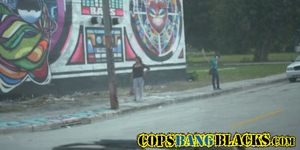 Black guy pounding busty brunette cop
