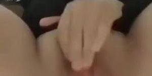 Cute goth shows cute pussy