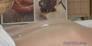 Babe gets big boobs massaged