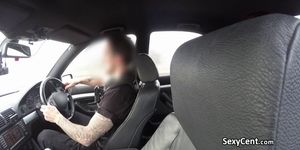 Slim brunet sucks cop cock outdoor