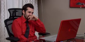 NEXT DOOR WORLD - Gay jock wanking himself off in the office