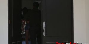 Asian teen rides huge black schlong