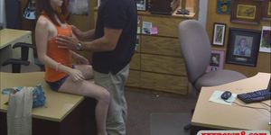 Beautiful chick in glasses gets banged in the backroom
